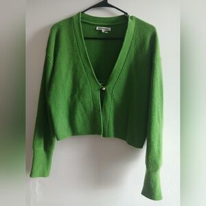 Reformation Bright Green Ribbed Cardigan